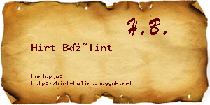 Hirt Bálint névjegykártya